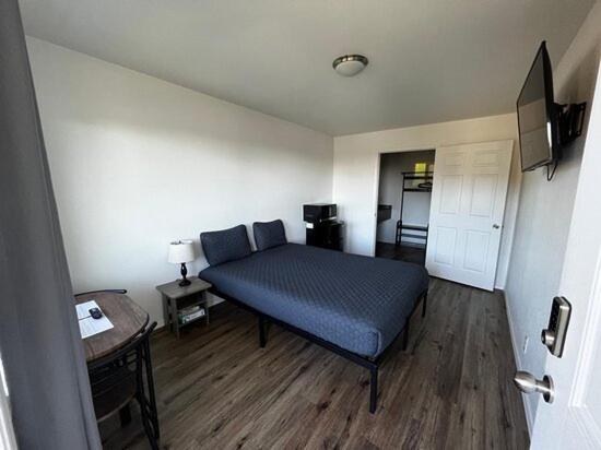 Hotel room work desk area